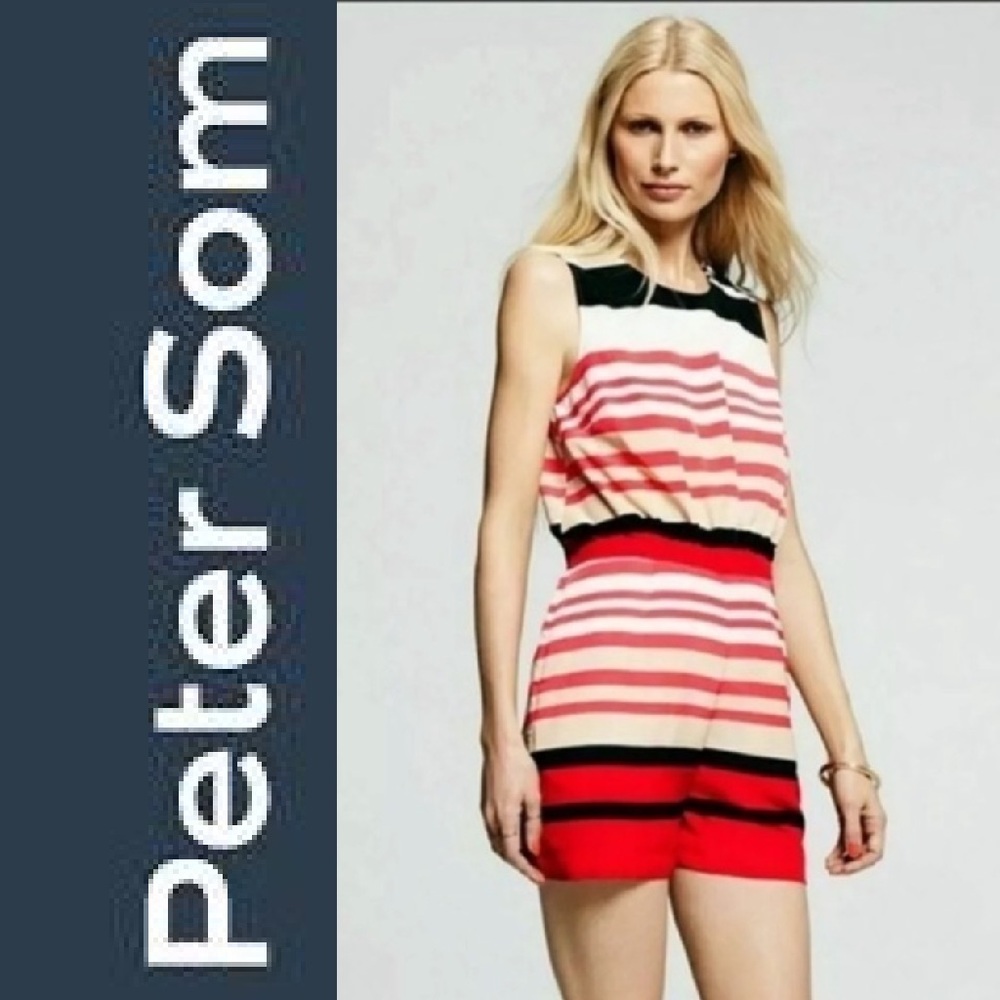 Peter Som For Design Nation Striped Sleeveless Mini Romper Women's Size 8